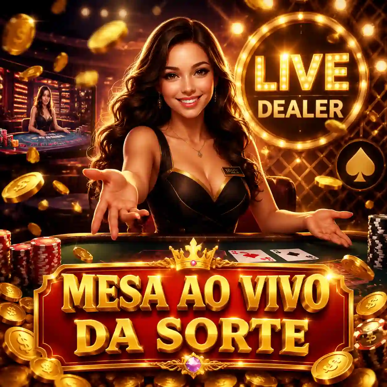Dealer de roleta ao vivo conduzindo a rodada em estúdio profissional